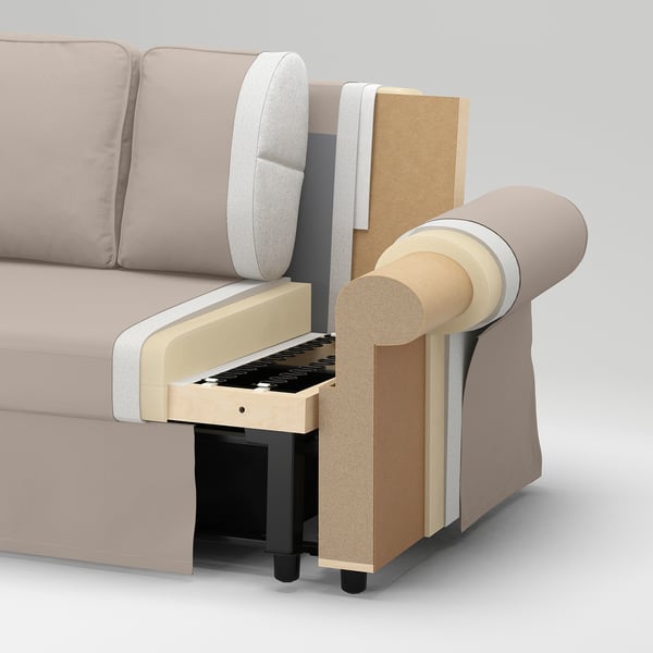 VRETSTORP - 3-seater sofa bed, Karlshov grey-beige ,