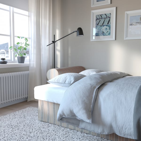 VRETSTORP 3-seat sofa-bed, Karlshov grey-beige, 244x91x96 cm