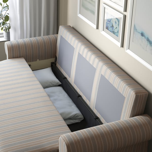 VRETSTORP 3-seat sofa-bed, Karlshov grey-beige, 244x91x96 cm