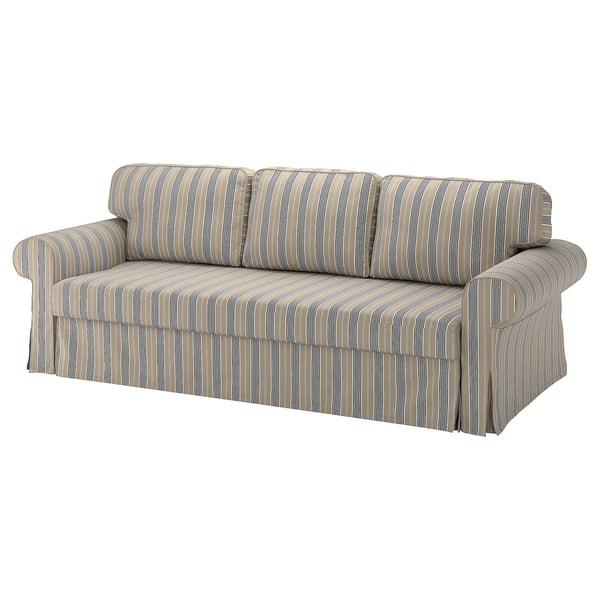 VRETSTORP 3-seat sofa-bed, Karlshov grey-beige, 244x91x96 cm