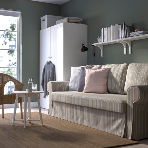 VRETSTORP 3-seat sofa-bed, Karlshov grey-beige, 244x91x96 cm