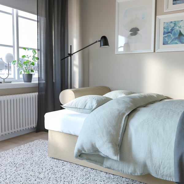 VRETSTORP 3-seat sofa-bed, Kilanda light beige, 244x91x96 cm