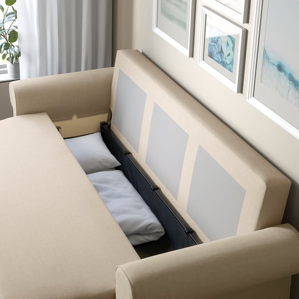 VRETSTORP 3-seat sofa-bed, Kilanda light beige, 244x91x96 cm