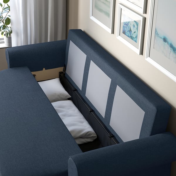 VRETSTORP 3-seat sofa-bed, Kilanda dark blue, 244x91x96 cm