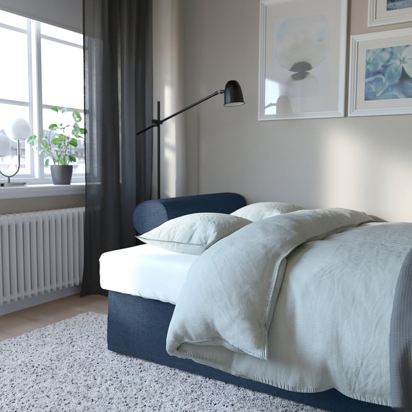 VRETSTORP 3-seat sofa-bed, Kilanda dark blue, 244x91x96 cm