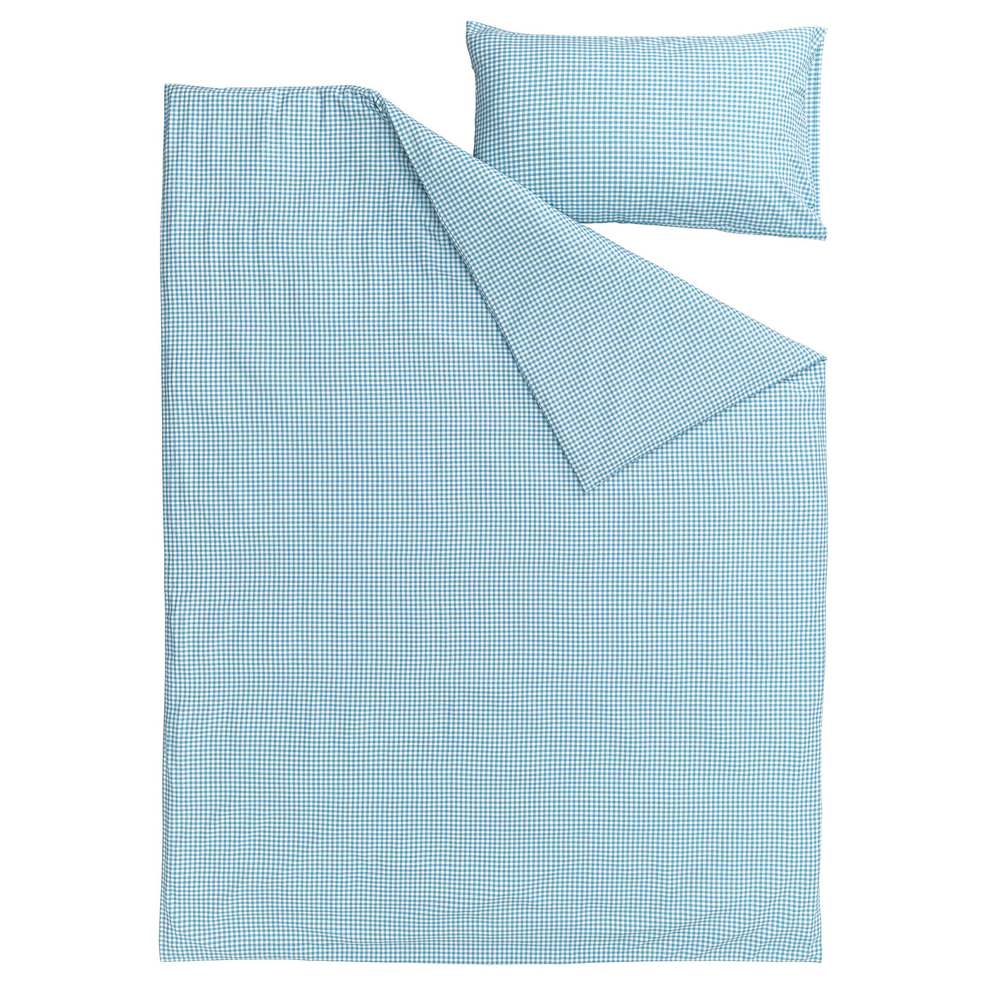 WEYMOUTHTALL duvet cover and pillowcase, blue white/check, 150x200/50x80 cm