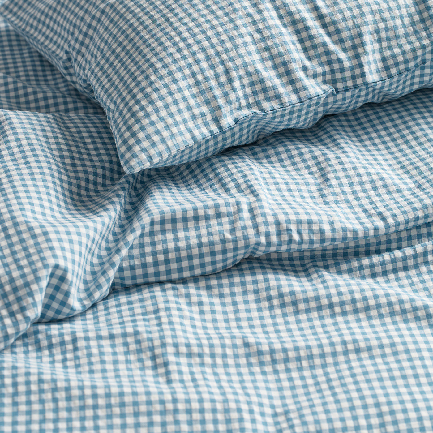 WEYMOUTHTALL duvet cover and pillowcase, blue white/check, 150x200/50x80 cm