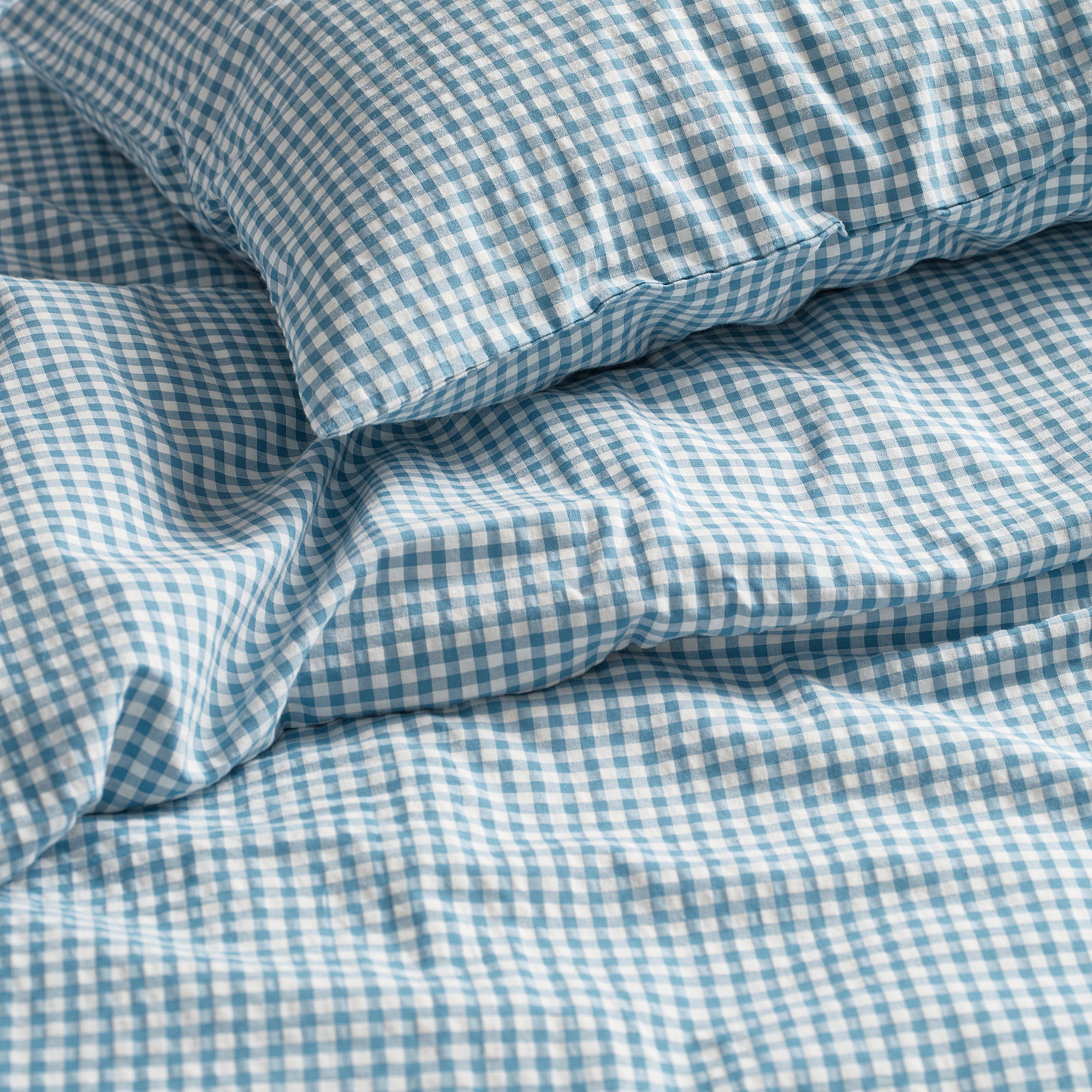 WEYMOUTHTALL duvet cover and pillowcase, blue white/check, 150x200/50x80 cm
