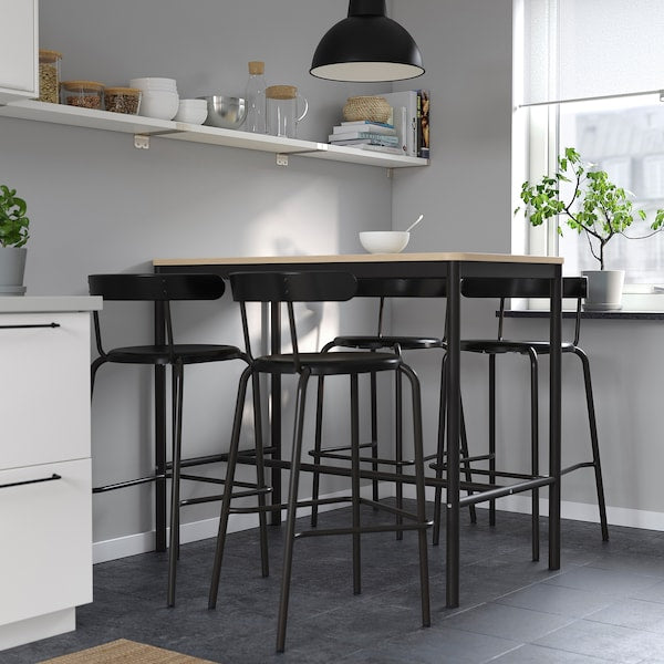 YNGVAR - Bar stool, anthracite, 75 cm