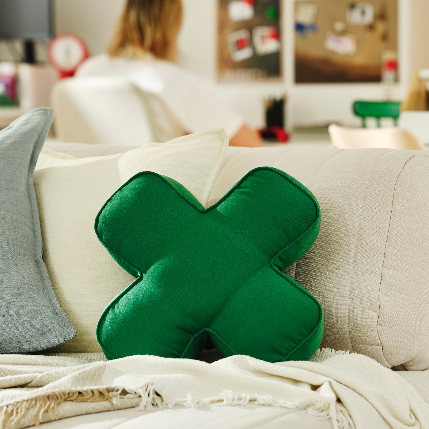 YXSTABY gaming D-pad cushion, green, 40x40 cm