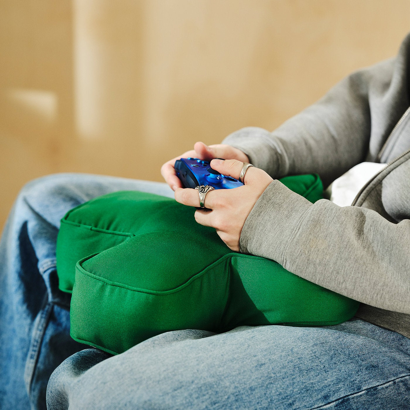 YXSTABY gaming D-pad cushion, green, 40x40 cm
