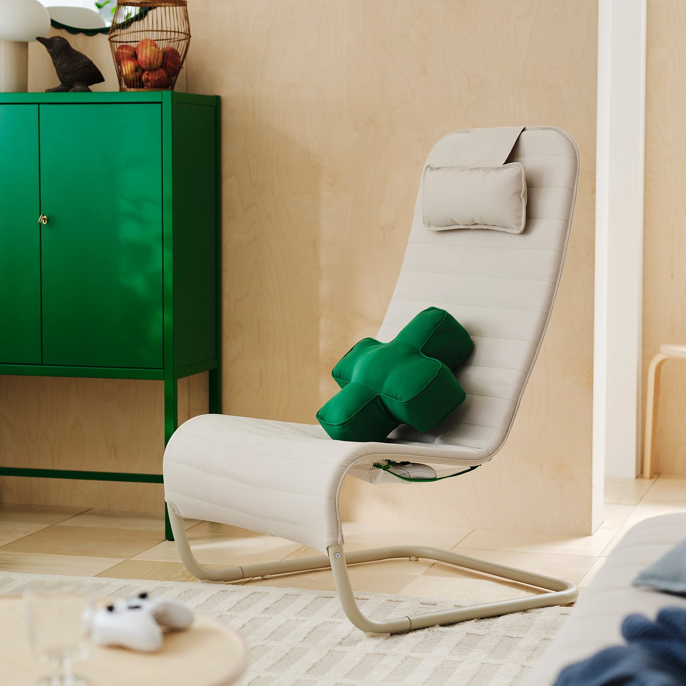 YXSTABY gaming lounge chair, Vissle beige, 72x114x83 cm