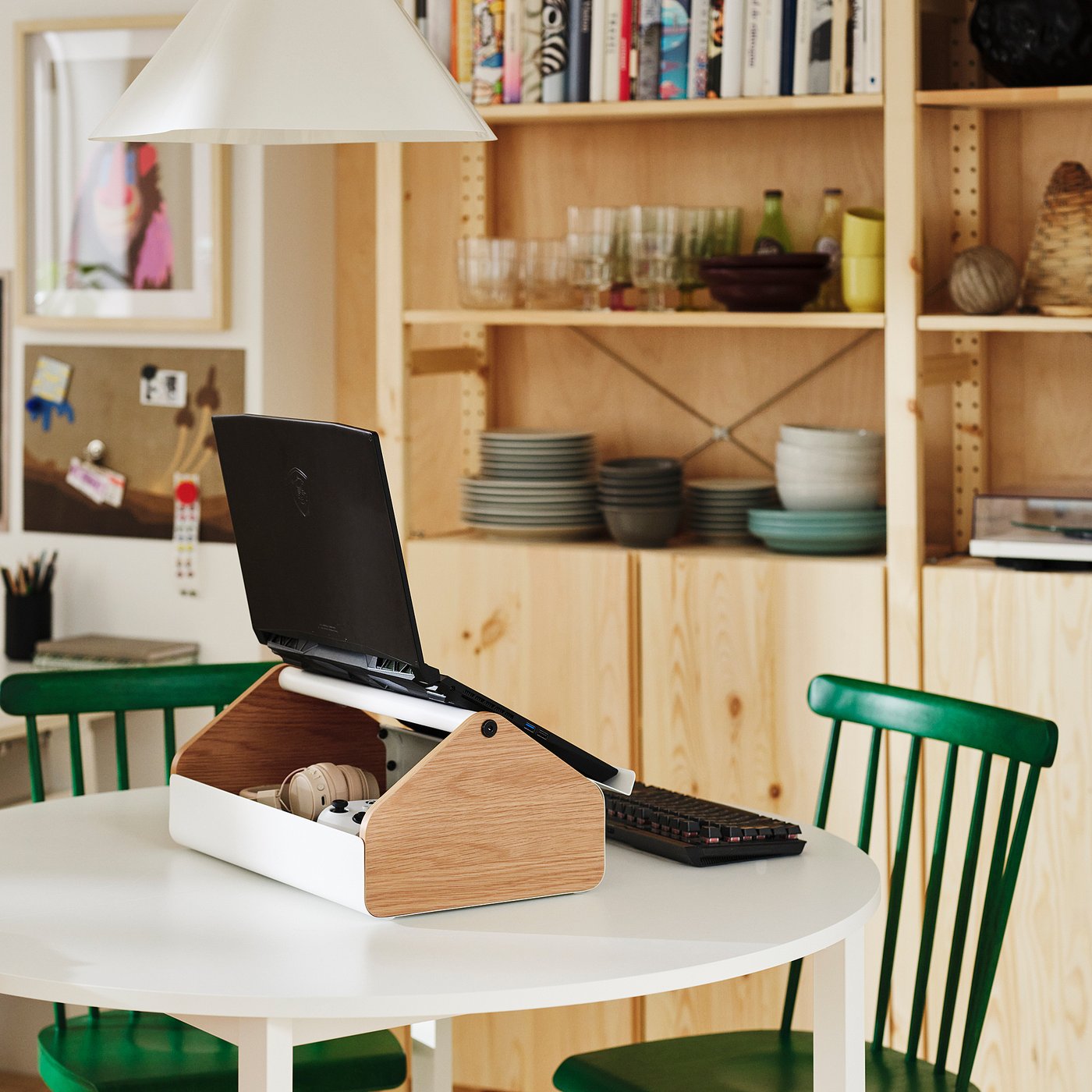 YXSTABY gaming laptop support with storage, white, 43x27x18 cm