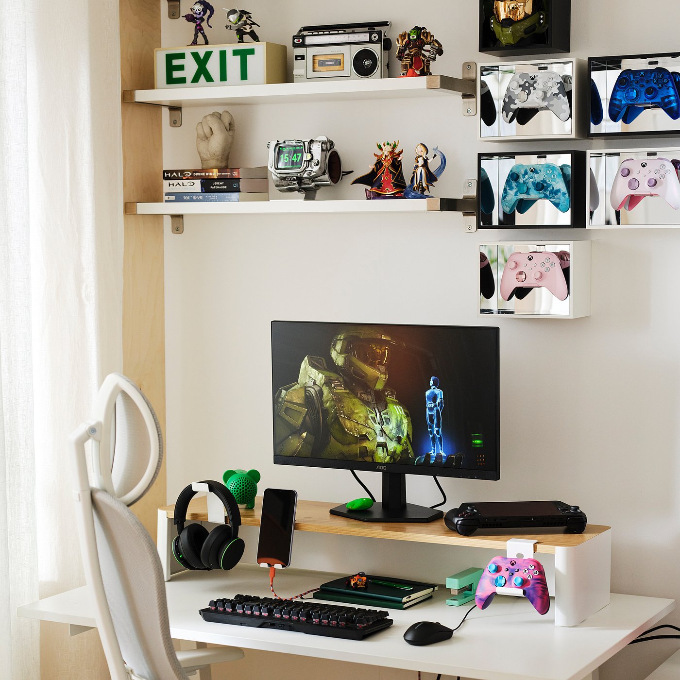 YXSTABY gaming monitor stand, white, 98x27x16 cm