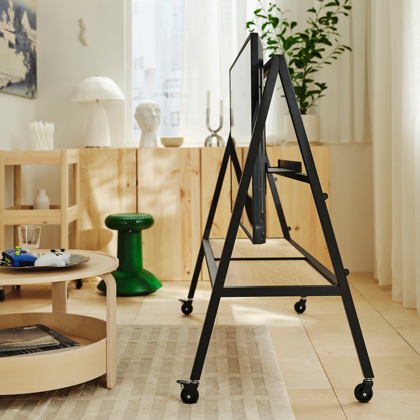YXSTABY gaming tv stand on castors, black