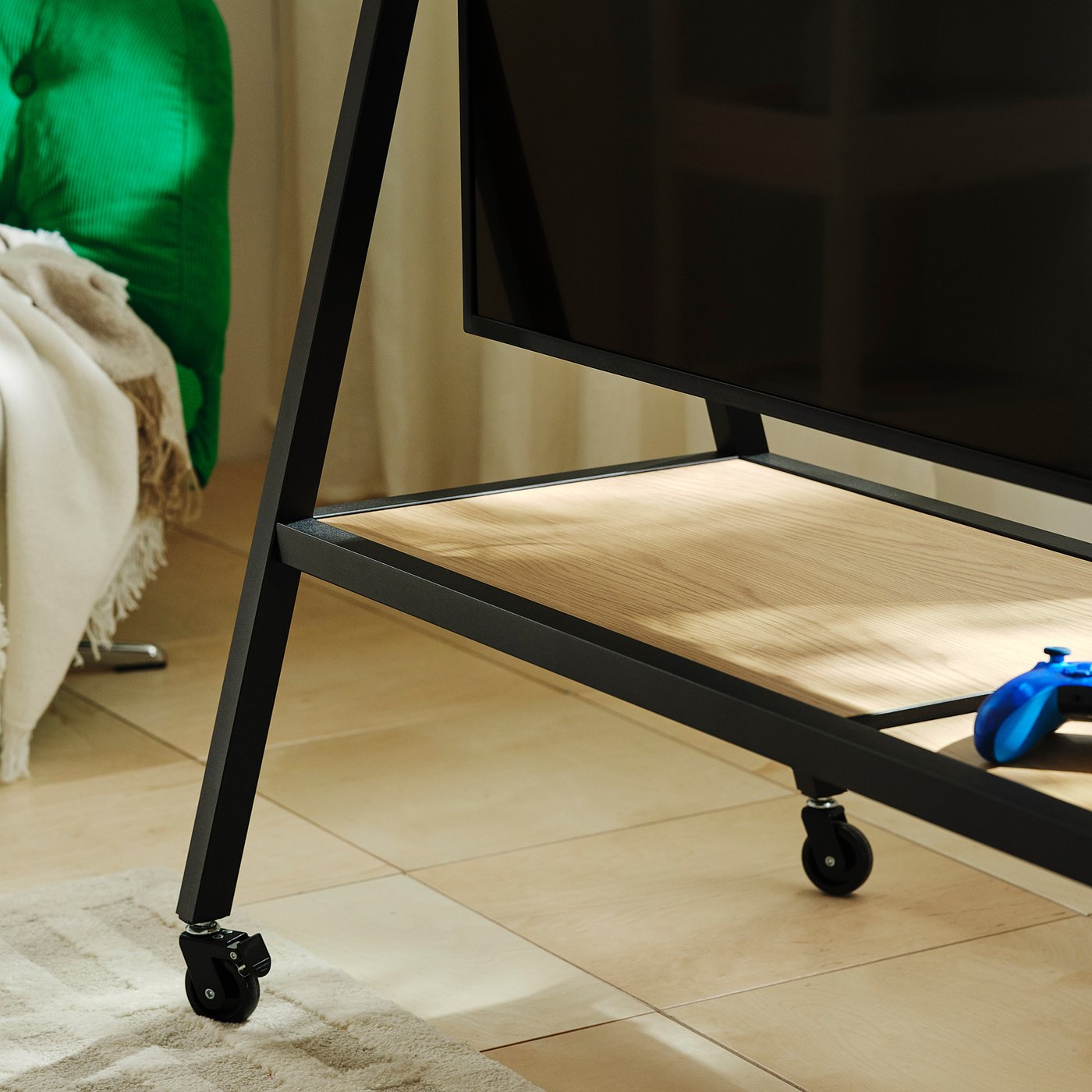 YXSTABY gaming tv stand on castors, black