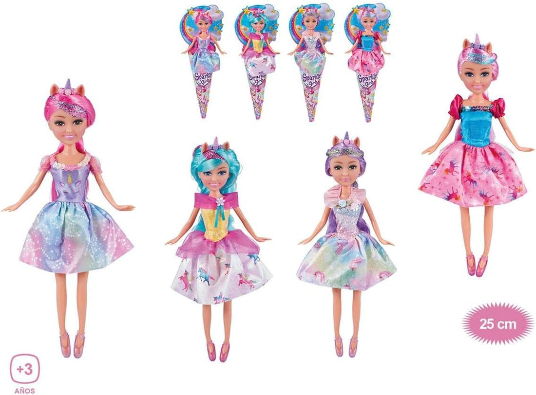 Sparkle Girlz Unicorn Princess doll cm 26 in cono espositore 12pz - 3 ass.