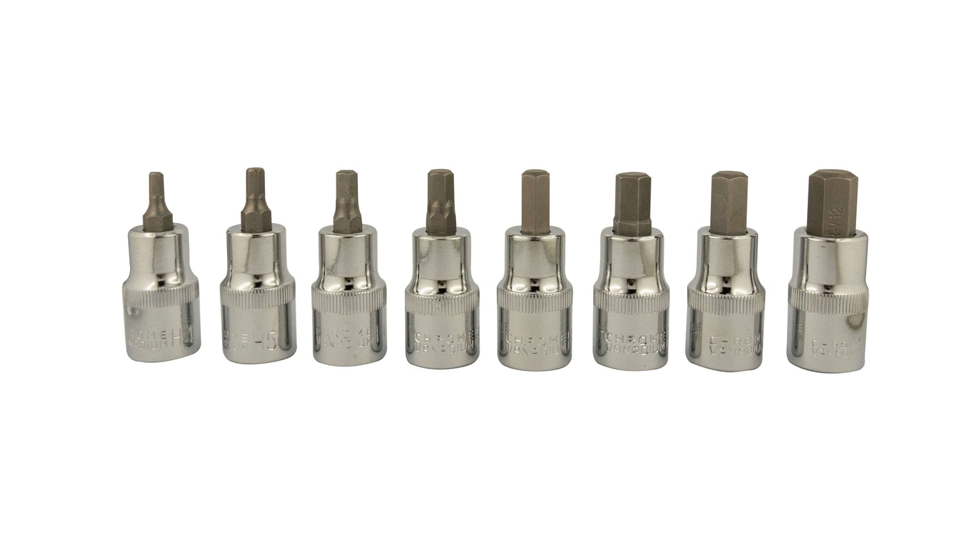 Bricocenter 8-PIECE SOCKET SET 1/2 INCH WITH HEXAGONAL MALE INSERTS H4/H12 IN CHROME VANA