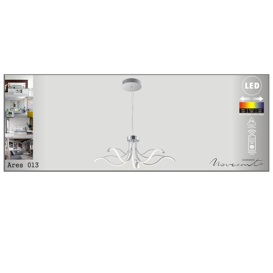 ARES METAL CHANDELIER CHROME D70XH120CM LED 35W CCT