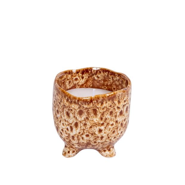 CERAMIC Brown potted candle H 8 cm - Ø 8 cm - best price from Maltashopper.com CS661101