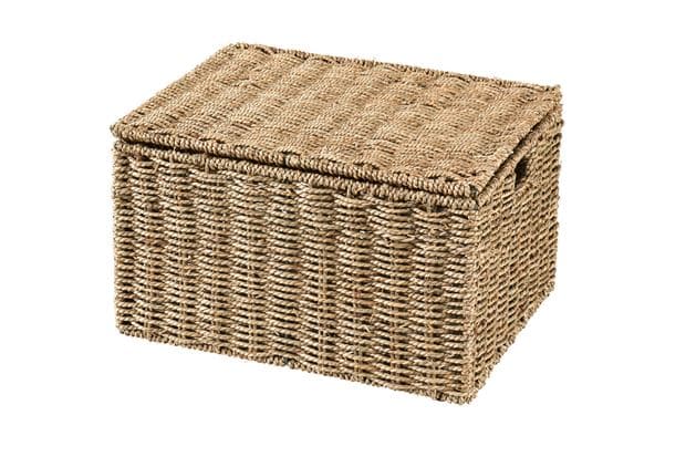 SEAGRASS Storage basket L with natural lid H 23.5 x W 42 x D 31 cm