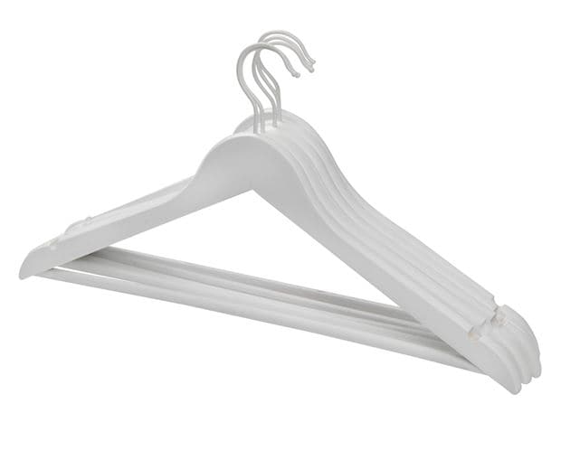 NEW WOOD Hangers set of 5 white H 23 x W 44.5 x D 1.2 cm