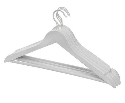 NEW WOOD Hangers set of 5 white H 23 x W 44.5 x D 1.2 cm - best price from Maltashopper.com CS557501