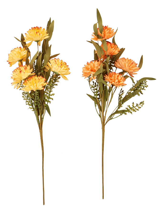CHRYSANTHEMUM Flowering branch 2 colours orange, yellow, greenL 60 cm - best price from Maltashopper.com CS678769