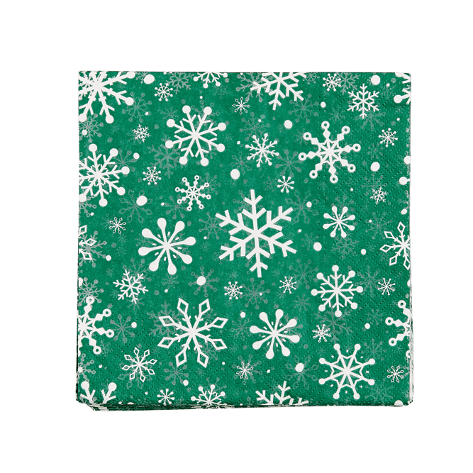 Casa SNOWFLAKES GREEN Set of 20 green paper napkins W 33 x L 33 cm