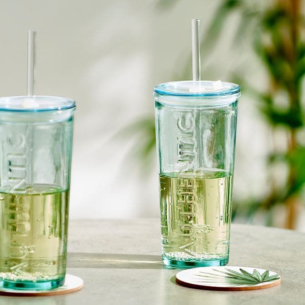 AUTHENTIC Glass with transparent straw H 17 cm - Ø 8.5 cm - best price from Maltashopper.com CS607481