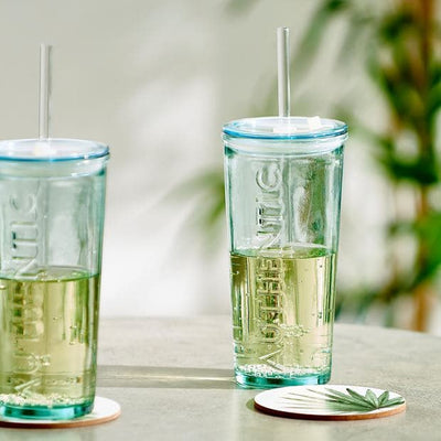 AUTHENTIC Glass with transparent straw H 17 cm - Ø 8.5 cm - best price from Maltashopper.com CS607481