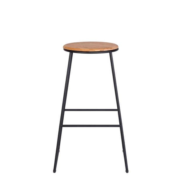 GIULIA Black bar stool, natural H 70 x W 42 cm - Ø 31 cm