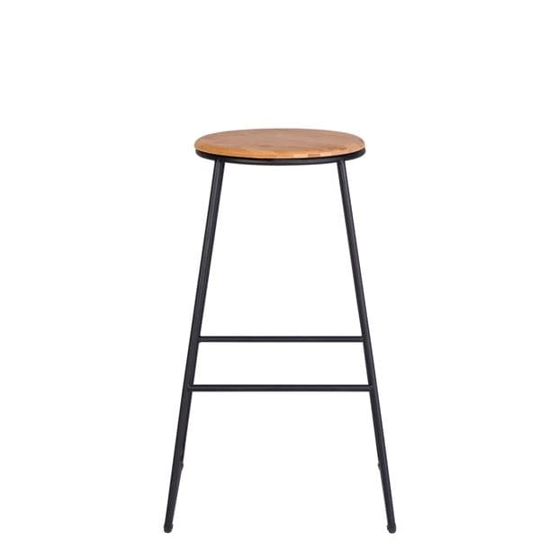 GIULIA Black bar stool, natural H 70 x W 42 cm - Ø 31 cm - best price from Maltashopper.com CS612409