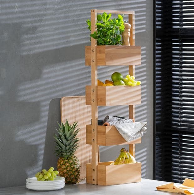 BAMBOO Natural storage shelf H 88 x W 28 x D 15 cm - best price from Maltashopper.com CS633556