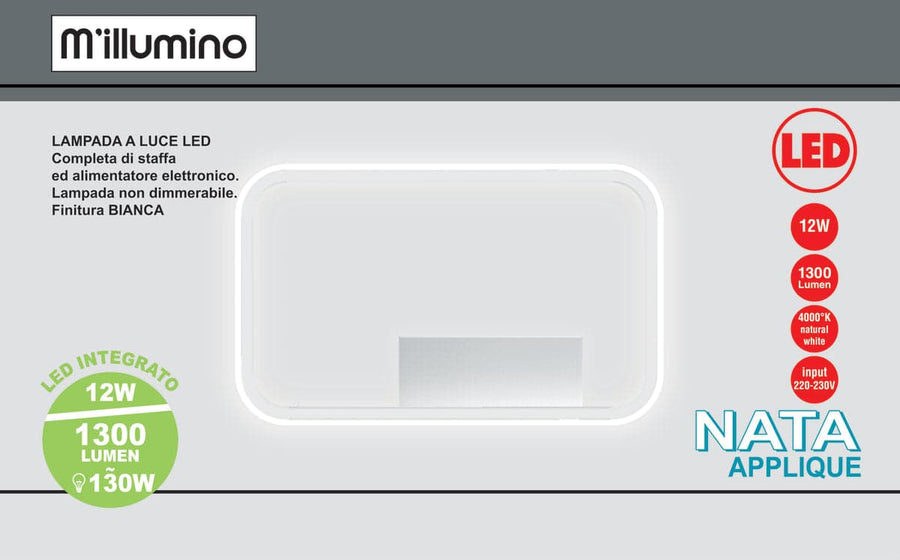 Bricocenter NATA ALUMINIUM WALL LAMP WHITE 15X25 CM LED 12W NATURAL LIGHT