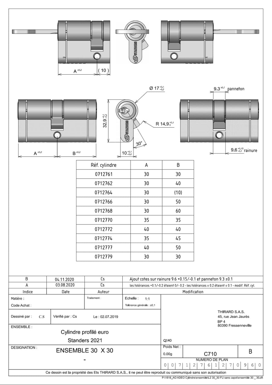 Bricocenter 40+50 MM STANDERS BRASS CYLINDER, SATIN NICKEL FINISH, 5 LONG STEEL KEYS