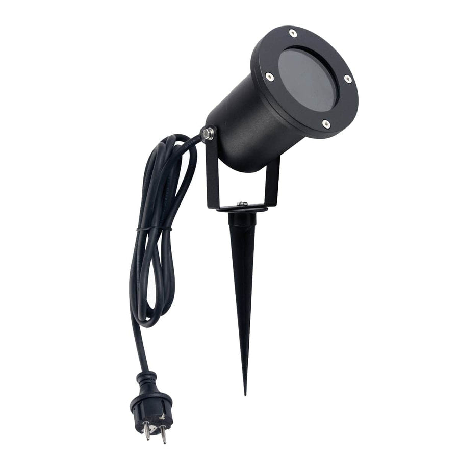 Bricocenter ADA PROJECTOR WITH BLACK ALUMINIUM SPIKE D10 H32.6 CM GU10=28W ORIETABILE IP44