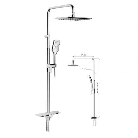 SHOWER KIT REMIX 2 DIVERTER PUSH-BUTTON WITH SHELF SQUARED ARM, CR. SOFF.20X28 - best price from Maltashopper.com BR430004857