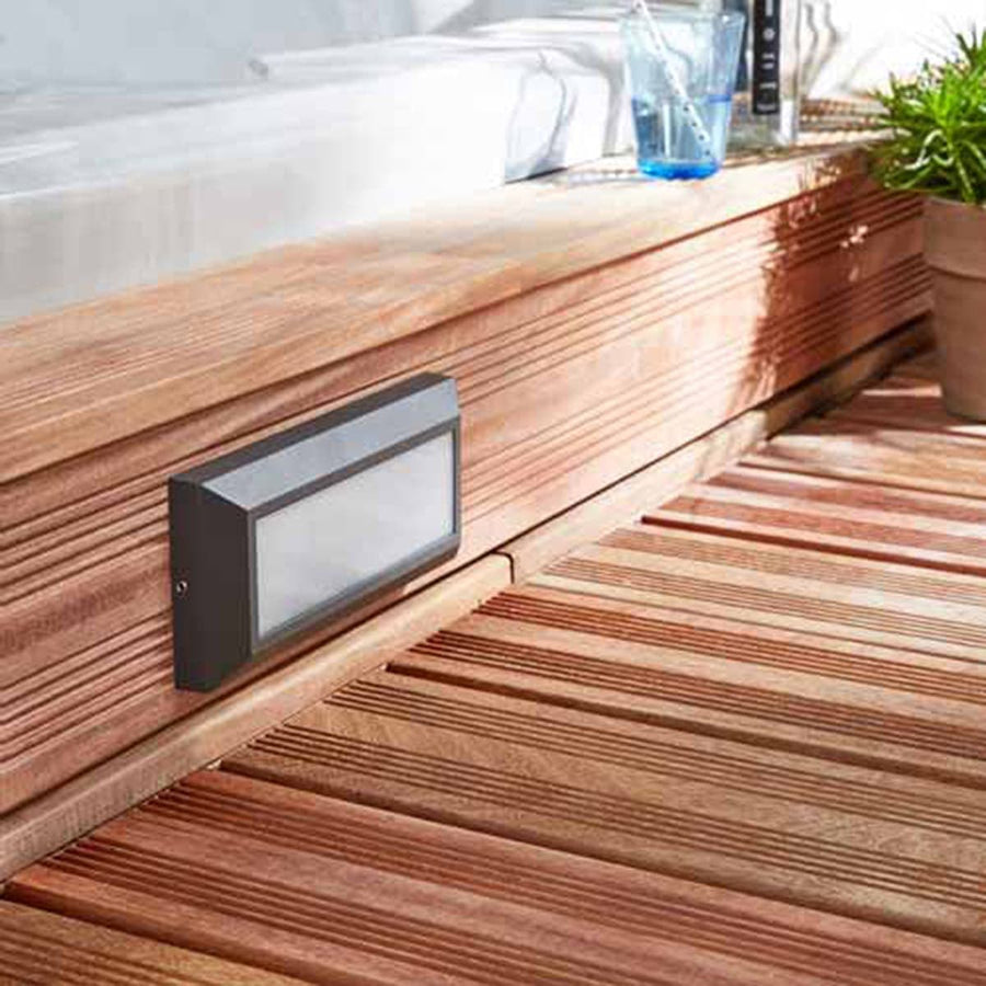 Bricocenter BRONSON ALUMINIUM BLACK 23x10x3.5 CM LED 8W NATURAE LIGHT IP44 RECESSED LAMP