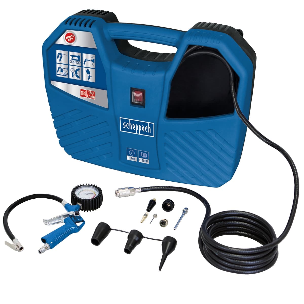 SCHEPPACH AIR FORCE PORTABLE COMPRESSOR 1HP SELF-LUBRICATED 6BAR180 L/M - best price from Maltashopper.com BR400001748