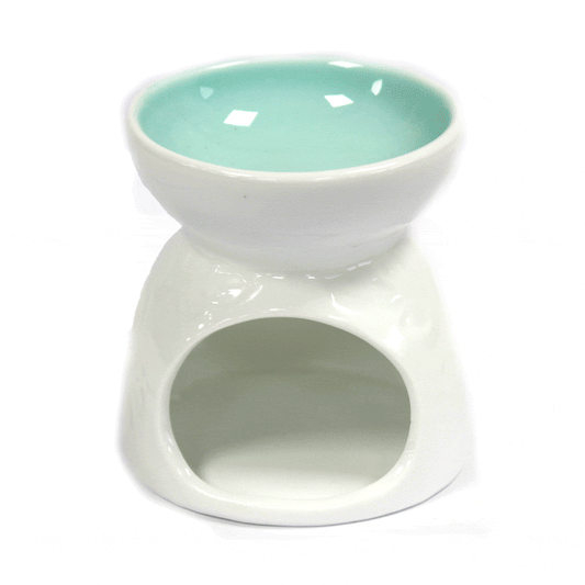 Bliss Classic White Oil Burner - Floral with Teal Well