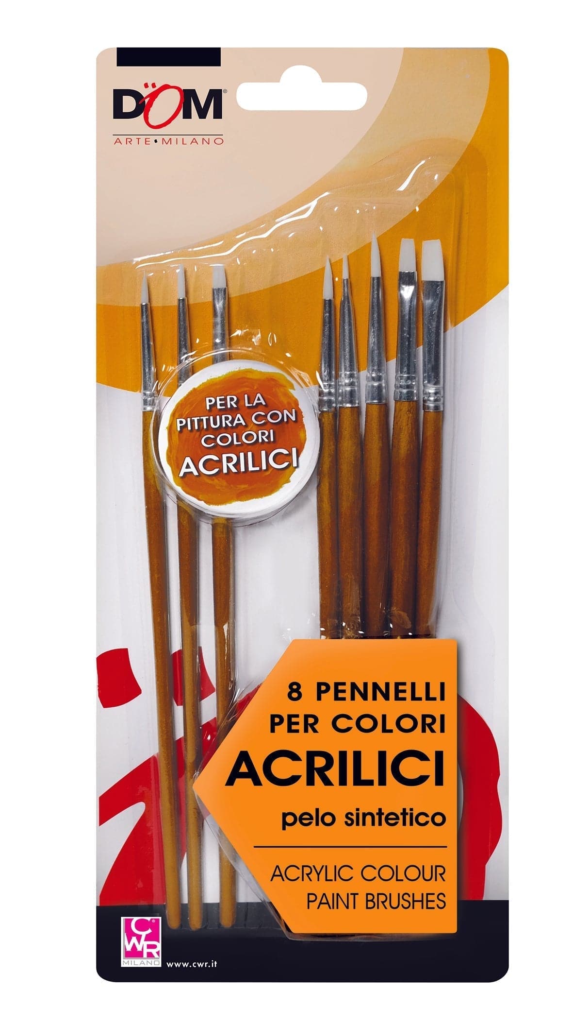 ACRYLIC BRUSH SET SYNTHETIC BRISTLE 8PCS