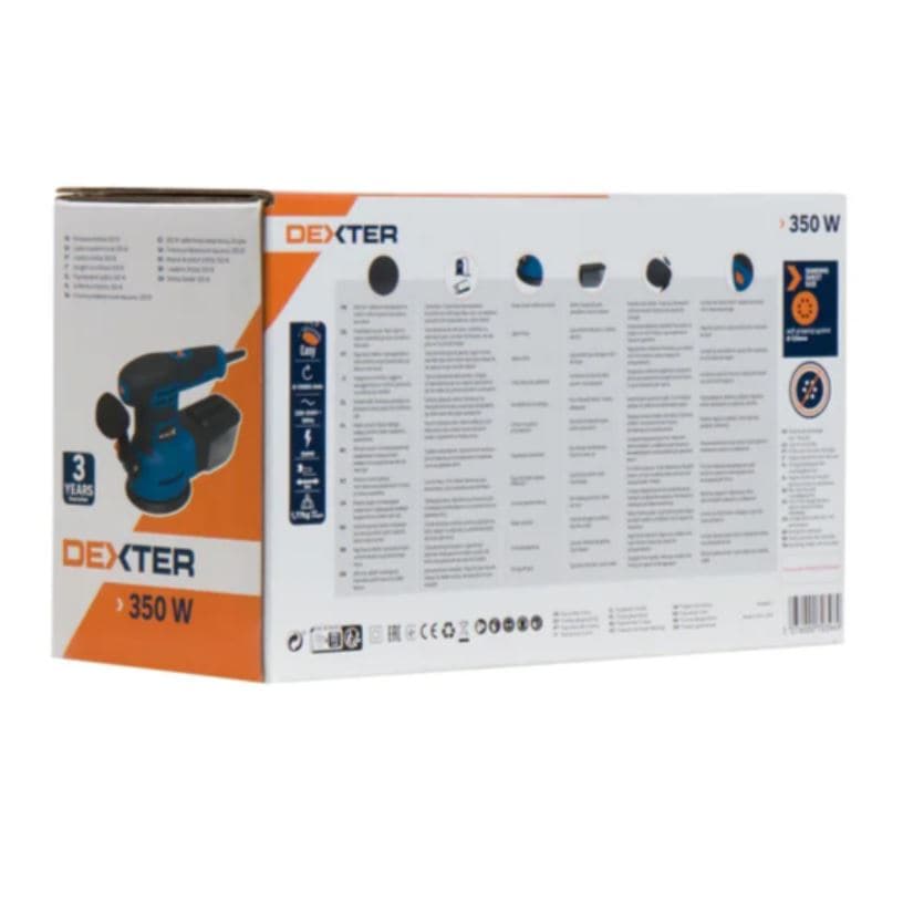 Bricocenter DEXTER 350W ROTO-ORBITAL SANDER 125MM BACKING PAD WITH DUST EXTRACTION SYSTEM