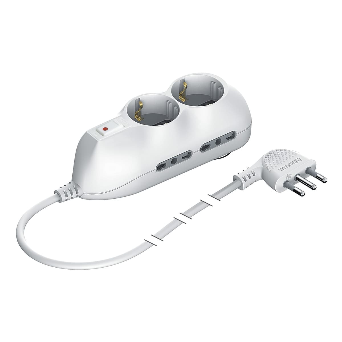 MULTISOCKET 10A CABLE 1.5MT WITH SWITCH 6 UNIVERSAL SOCKETS WHITE - best price from Maltashopper.com BR420000751