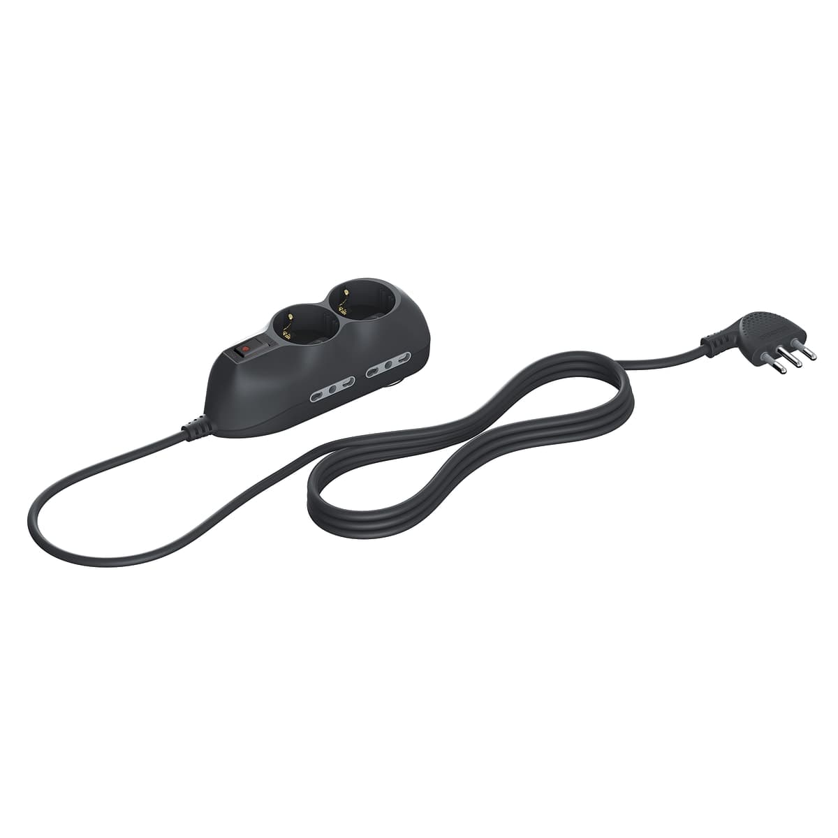 MULTISOCKET PLUG 10A CABLE 1.5MT WITH SWITCH 6 UNIVERSAL SOCKETS BLACK - best price from Maltashopper.com BR420000752