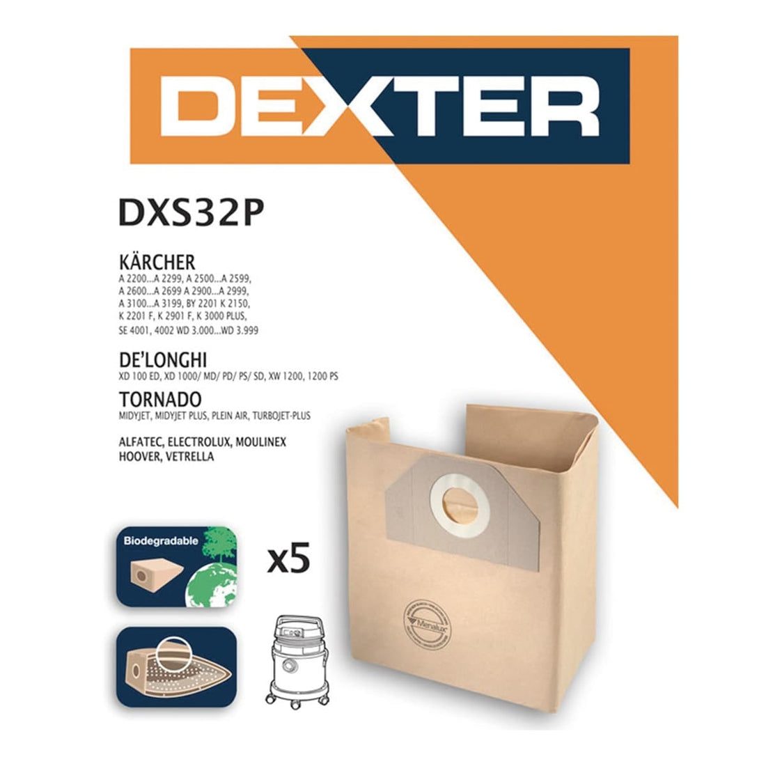 DEXTER BAGS FOR A2200 WD3300, 5 PIECES - best price from Maltashopper.com BR400800120
