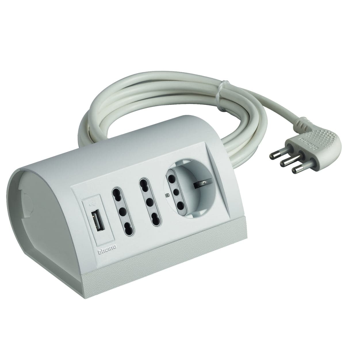 DESK MULTISOCKET 16A PLUG 3 SOCKETS AND 2 USB CABLE 2MT WHITE