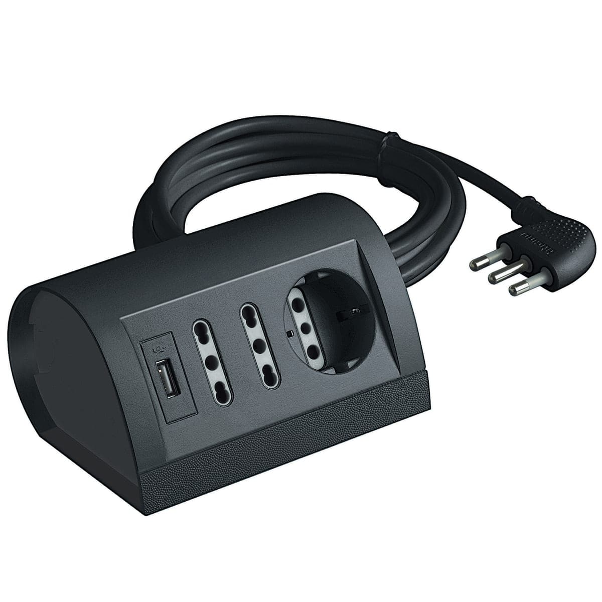 DESK MULTISOCKET 16A PLUG 3 SOCKETS AND 2 USB CABLE 2MT GREY