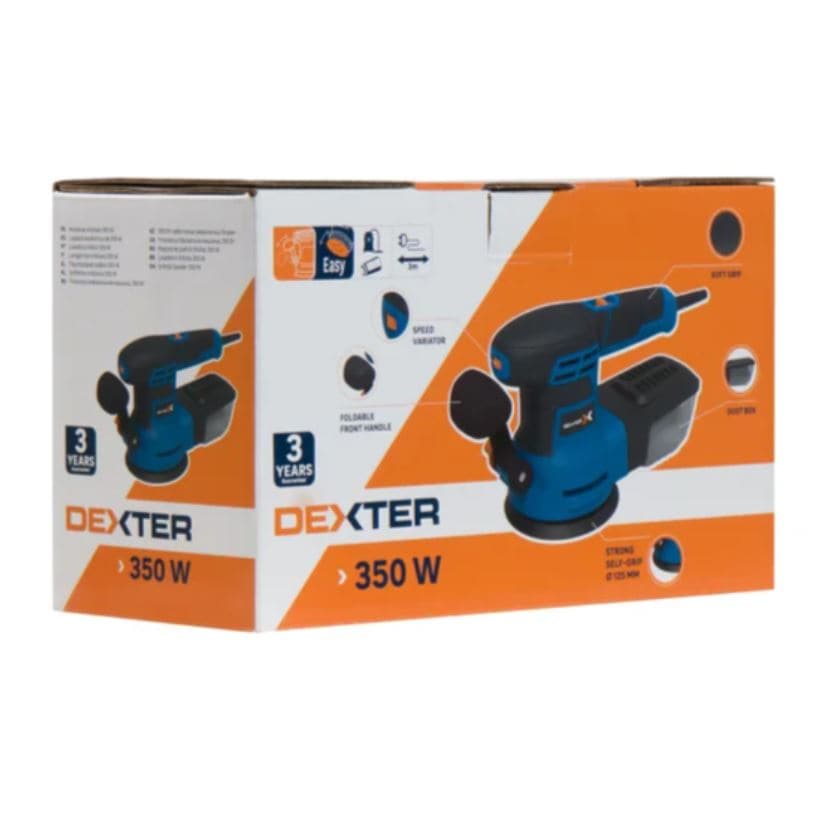 DEXTER 350W ROTO-ORBITAL SANDER 125MM BACKING PAD WITH DUST EXTRACTION SYSTEM - best price from Maltashopper.com BR400730124