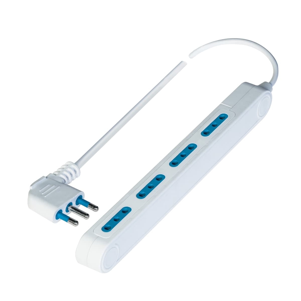SPACE-SAVING MULTI-SOCKET PLUG 10A 4-WAY CABLE 1,5MT WHITE
